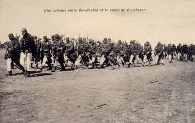 Bir Rashid i Barh el Gazel, Tchad, franske legionær-kolonisoldater på patrulje. postkort 1910 af Unknown photographer