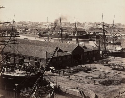 Havnen i Bombay, Indien af Unknown photographer