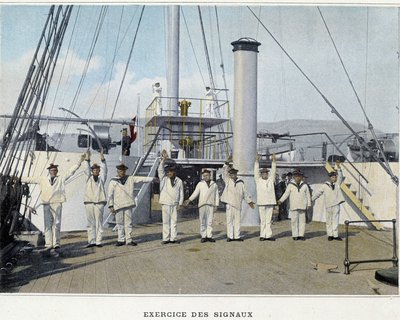Exercise des Signals - i "" Militært album - Navy: Life on board" af Unknown photographer