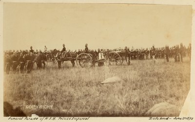 Begravelsesparade af HIH Prince Imperial, Zululand, 2. juni 1879 (s/h-billede) af Unknown photographer