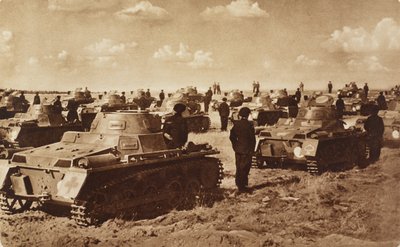 Tyske kampvogne, Doberitz, nær Berlin, Tyskland, foto fra Illustrated London News, 27. juli af Unknown photographer