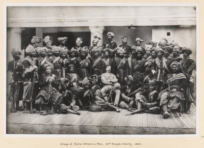 Gruppe af indfødte officerer og mænd, 20. Punjab-infanteri af Unknown photographer