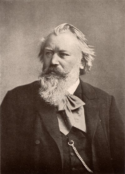 Johannes Brahms (1833-1897) tysk komponist, halvtone (tryk) af Unknown photographer