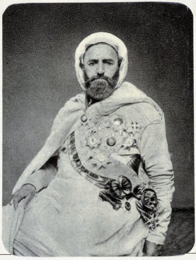 Portræt af Abd-el-Kader (Abd El-Kader) i 1875 - fotografi. af Unknown photographer
