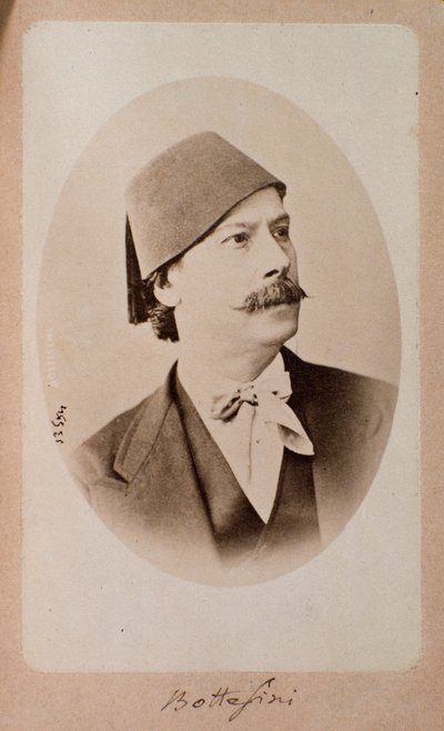 Portræt af den italienske dirigent, kontrabasmusiker og komponist Giovanni Bottesini (1821-1889) Fotografi. Bologna fra det 19. århundrede, borgerligt musikbibliografisk museum af Unknown photographer