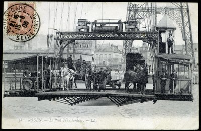 Postkort fra begyndelsen af det 20. århundrede. Normandiet, Rouen: Færgebroen. af Unknown photographer