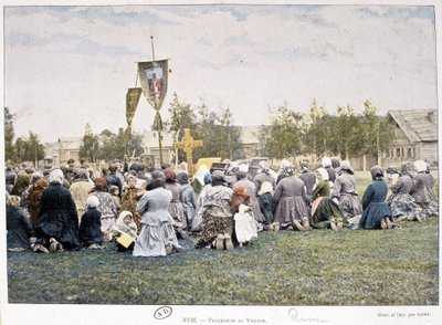 Procession i landsbyen (Rusland) - fotografering, slutningen af det 19. århundrede af Unknown photographer