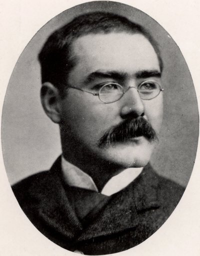 Rudyard Kipling (1865-1936) engelsk journalist, romanforfatter og digter (tryk) af Unknown photographer