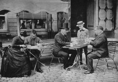 Scene i det daglige liv, traditionen med "" den hellige time""". Fotografi, slutningen af det 19. århundrede, Paris. Saml. Selva. af Unknown photographer
