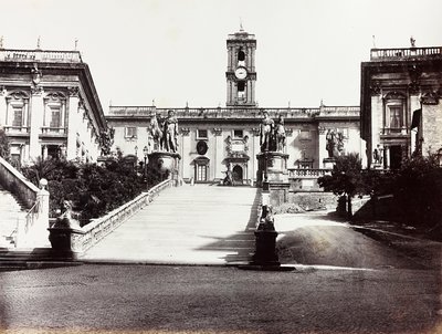 Udsigt over Campidoglio med Palazzo Senatorio, Rom af Unknown photographer