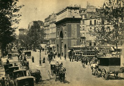 Udsigt over Porte Saint Denis i Paris. Fotografi, slutningen af det 19. århundrede, Paris. Saml. Selva. af Unknown photographer