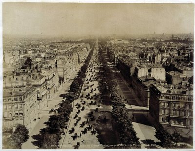 Udsigt over Champs-Elysees fra Triumfbuen, n.d. slutningen af 1800-tallet. af Unknown photographer