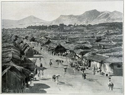 Udsigt over hovedgaden i Seoul, hovedstaden i Korea i det 19. århundrede af Unknown photographer