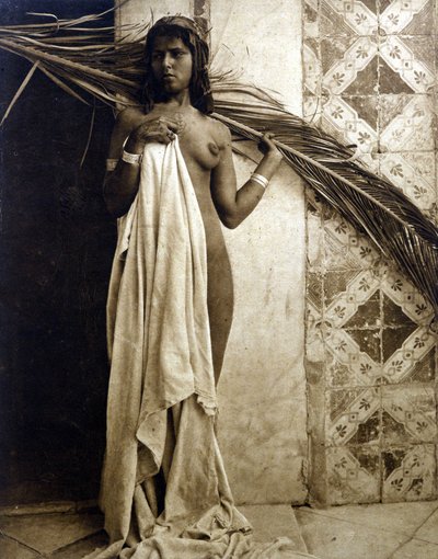 Ung berberkvinde poserer nøgen. Fotografering omkring 1890 af Unknown photographer