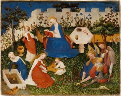 The Little Garden of Paradise, ca. 1410-20 (blandet medier på eg) af Upper Rheinish Master