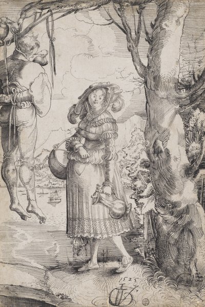 Kvinde nær hængt mand af Urs (1485-1528) Graf