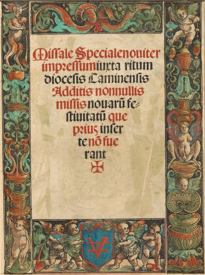Titelblad for et missal, med Satyr og Putti Border [verso], ca. 1511. af Urs Graf