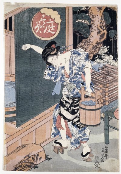 Havebadekarret af Kunisada (Toyokuni III), Utagawa (1786-1865) af Utagawa Kunisada