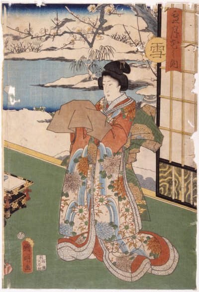 Sne (farvet træbloktryk) af Utagawa (1835 1888) Kuniaki