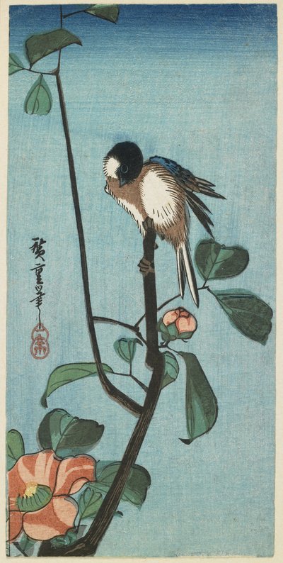 (Mejsmus på kamelia), 1830-1858 af Utagawa Hiroshige