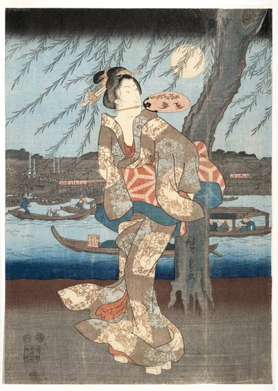 En kølig sommeraften i Ryogoku, 1848-51 (træblok) af Utagawa Hiroshige