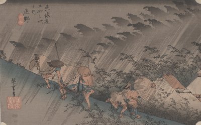 Efter nr. 46 "En pludselig regnbyge ved Shono" Fra 53 stationer på Tokiado, 1844 af Utagawa Hiroshige