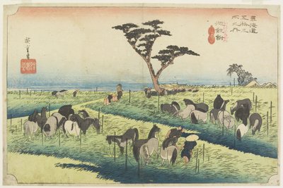 April Horse Fair, Chiryu_, ca. 1833 af Utagawa Hiroshige