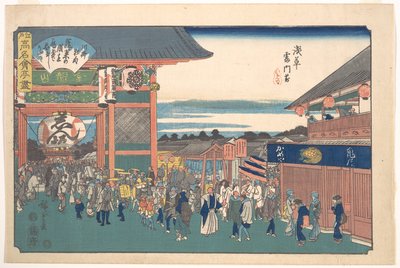 Foran Kaminarimon i Asakusa (Kameya) af Utagawa Hiroshige
