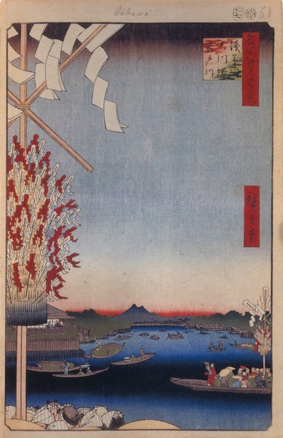 Asakusa-floden, Miyato-floden, Great Riverbank Et hundrede berømte udsigter over Edo, 1856-1858 af Utagawa Hiroshige