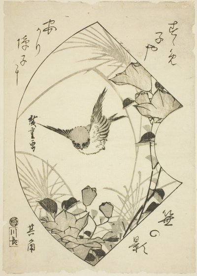 Efterårsblomst og Spurv af Utagawa Hiroshige