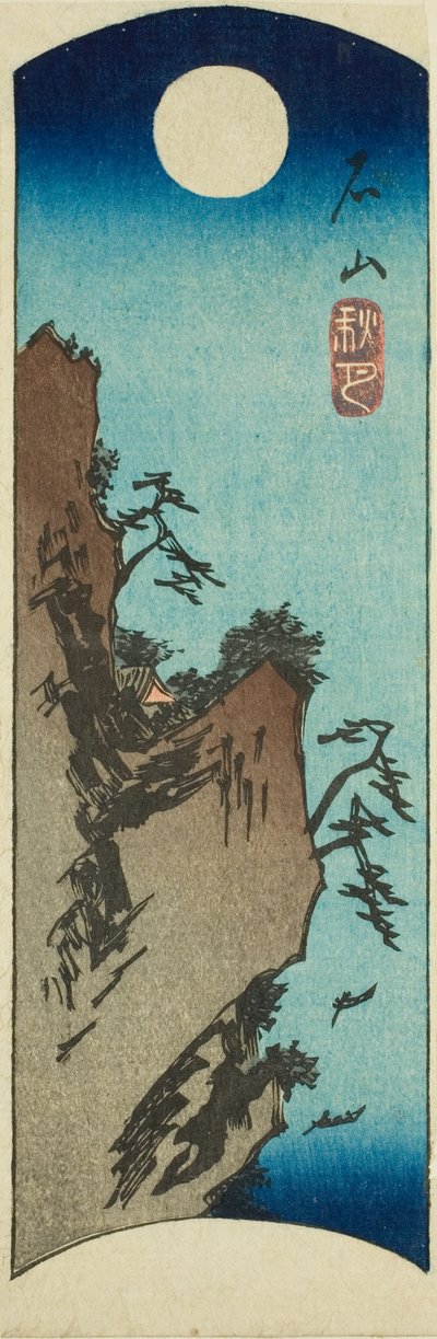 Efterårsmåne ved Ishiyama (Ishiyama shugetsu), sektion af et ark fra serien "Eight Views of Omi (Omi hakkei)" af Utagawa Hiroshige
