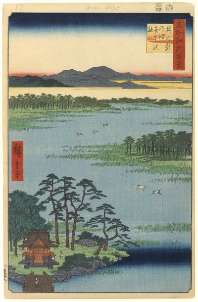 Benten Shrine, Inokashira Pond, No.87 from One Hundred Famous Views of Edo, 1856 (træbloktryk) af Utagawa Hiroshige