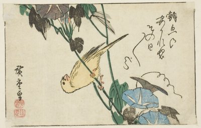 Kanariefugle og morgenfruer af Utagawa Hiroshige