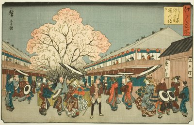 Tjek ry B rough m sound tee tee tee tee tee yoshiwara (Yoshiwara middle tee cherry blossom day), fra tee-serien s "Fa network s PA back s member Edo (Edo famous place)" af Utagawa Hiroshige