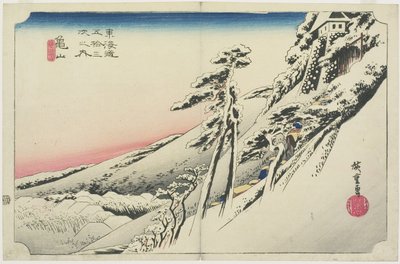 Klart vejr efter sne, Kameyama, yukibare, ca. 1833 af Utagawa Hiroshige