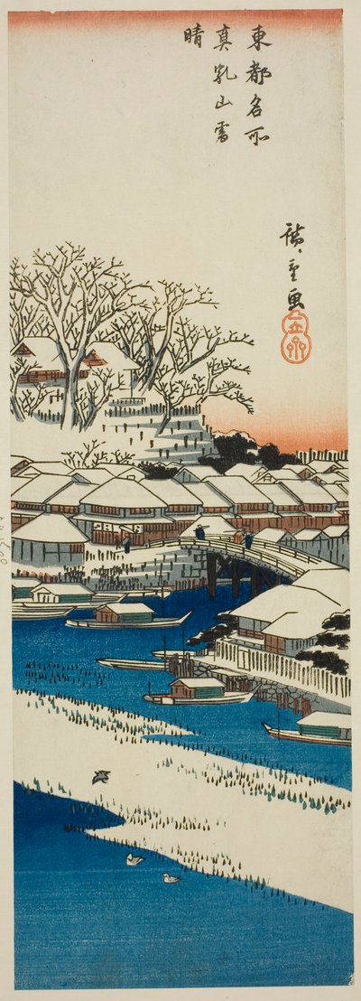 Klart vejr efter sne ved Matsuchi Hill (Matsuchiyama no yukibare), fra serien "Famous Views of the Eastern Capital (Toto meisho)" af Utagawa Hiroshige