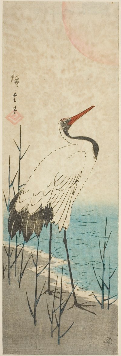 Kran og sol af Utagawa Hiroshige