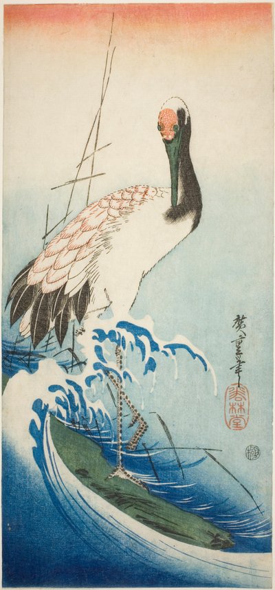 Kran og bølger af Utagawa Hiroshige