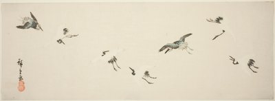 Kraner i flyvning af Utagawa Hiroshige