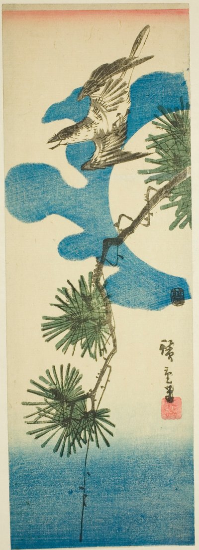 Gøg, Pine Brach og Fuldmåne af Utagawa Hiroshige