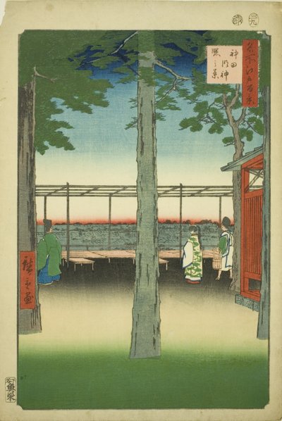 Dawn at Kanda Myohito Shline (Kanda Myohito Akebono-system), fra seriens ``Ridge dre d fa net s views of Edo (One Hundred Famous Views of Edo)