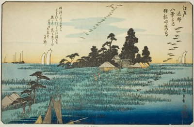Nedstigende gæs ved Haneda (Haneda no rakugan), fra serien "Eight Views in the Environs of Edo (Edo kinko hakkei no uchi)" af Utagawa Hiroshige