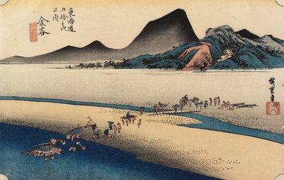Fjerntliggende bred af O_i-floden, Kanaya, ca. 1833 af Utagawa Hiroshige