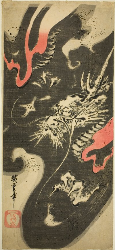 Drage i skyer af Utagawa Hiroshige