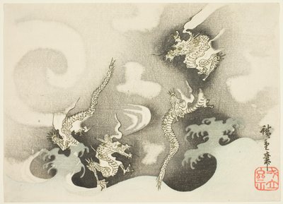 Drager blandt skyer af Utagawa Hiroshige