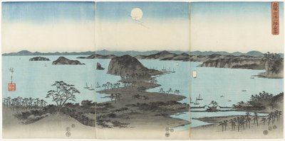 Otte udsigter over Kanazawa i Musashi-provinsen om natten, juli 1857 af Utagawa Hiroshige
