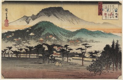 Aftenklokker ved Miidera-templet, ca. 1834 af Utagawa Hiroshige