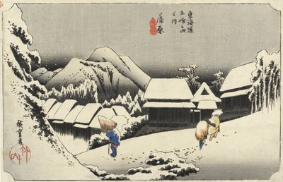 Aftensne på Kambara, nr. 16 fra The 53 Stations of the Tokaido, pub. af Hoeido, 1833, (oban størrelse, yoko-e - vandret format, farve træblok print) af Utagawa Hiroshige