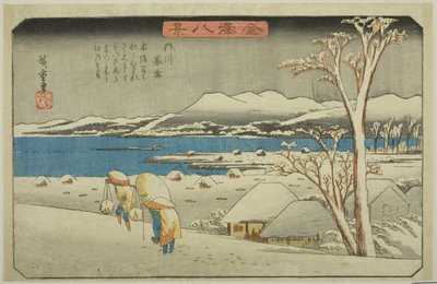 Billedkunstner g S at Uchikawa (Kureyuki Uchikawa), fra seriens ``English ght Vie ws of Kanazawa (Kanazawa Hakkei)