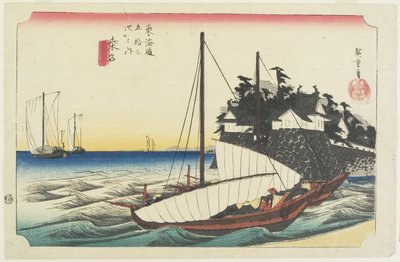 Færgen er en hånd fra Shichiri, Kuwana, ca. 1833 af Utagawa Hiroshige